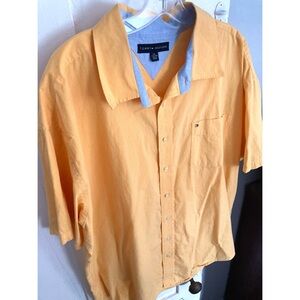Men’s Tommy Hilfiger Short-Sleeved Button Down Shirt Yellow XXL